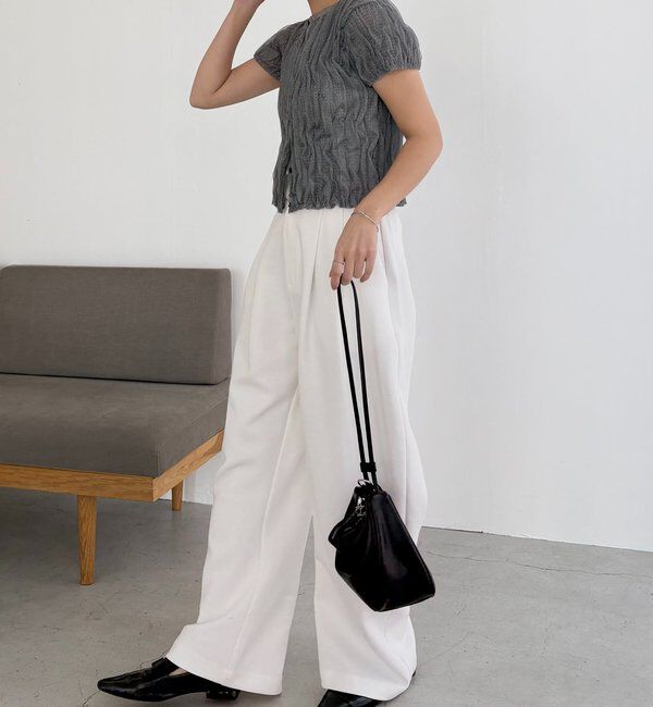  「シャーリング半袖カーディガン」|カーディガン|