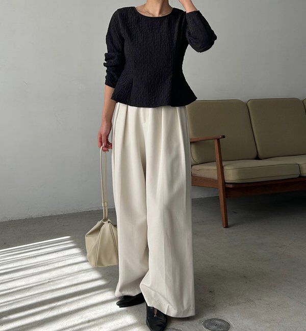  「ジャガードバックリボンペプラムブラウス」|シャツ・ブラウス|