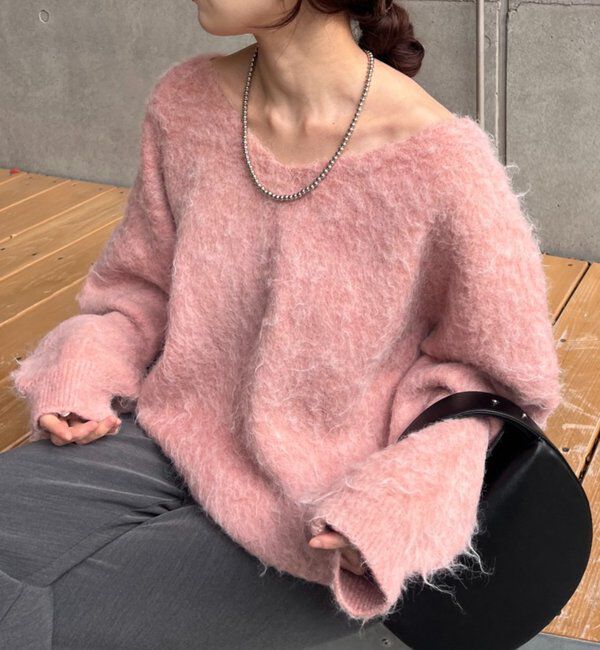  「【着映えニット】シャギーＶネックプルオーバー」|ニット・セーター|