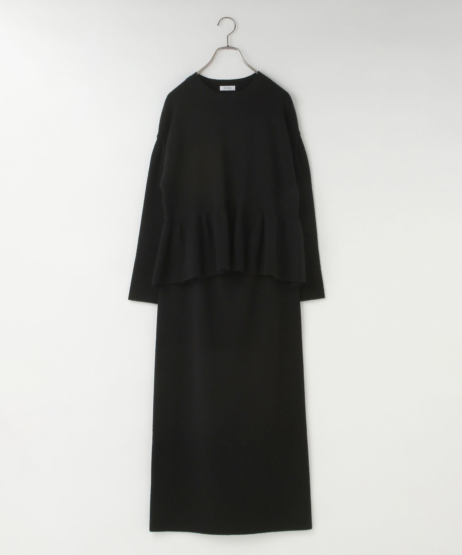 LOWRYS FARM「ペプラムニットSETUP」|ワンピース|BLK