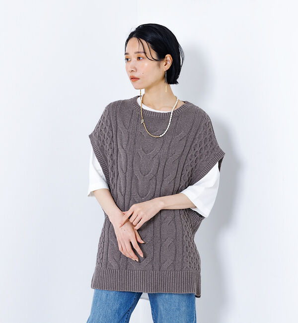 collex「コットンケーブル柄ベスト」|ベスト・ジレ|