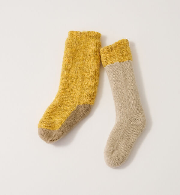 collex「【ユニセックス】バイカラーリバーシブル ルームソックス」|ソックス|イエロー