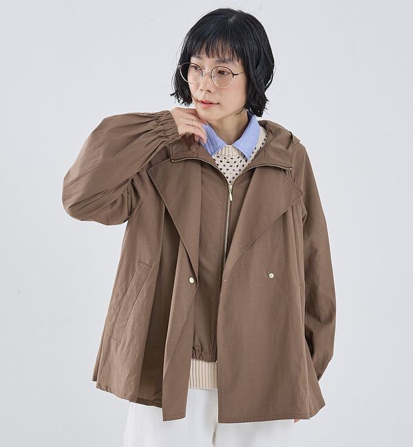 collex「レイヤード風ジップアップコート」|ブルゾン・スタジャン|ブラウン