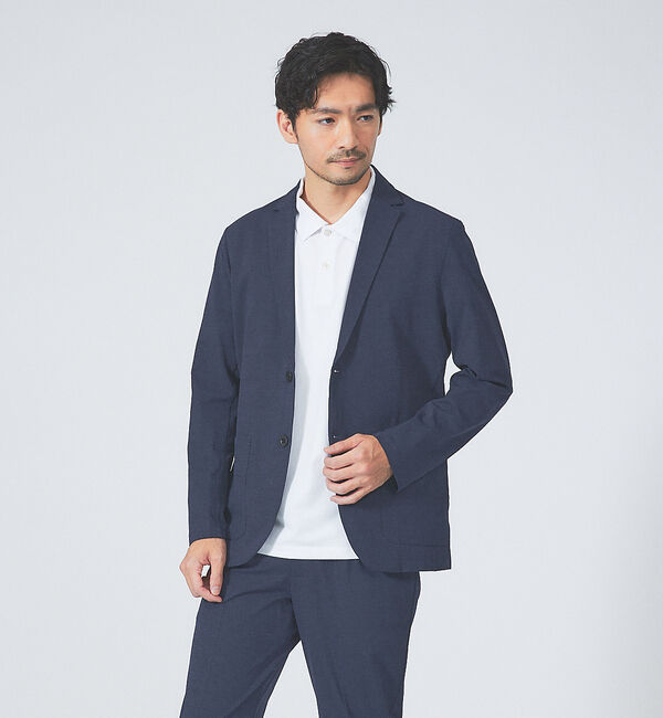 ABAHOUSE「【セットアップ対応/接触冷感】ハイブリット リラックス ジャケット」|テーラードジャケット|ネイビー