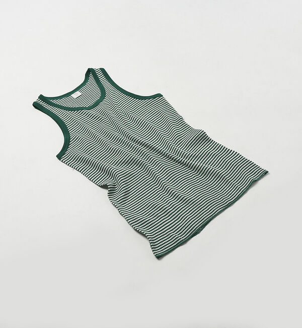 ABAHOUSE「【JEMORGAN/ジェーイーモーガン】ワッフル ボーダー タンクトップ」|キャミソール|グリーン