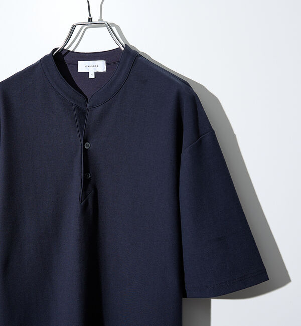 ABAHOUSE「【接触冷感】Vネック スキッパーTシャツ/ヘンリーネック/COVEROSS(R)」|Tシャツ・カットソー|ネイビー