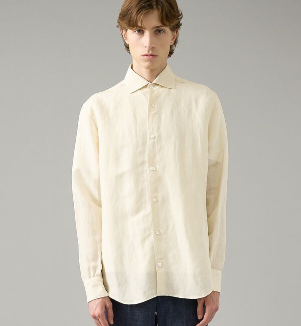 ABAHOUSE「【BIO加工】リネンブレンド レギュラーフィットシャツ【予約】」|シャツ・ブラウス|