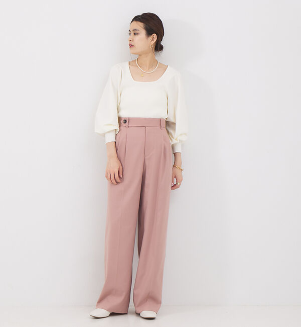 Rouge vif「パフスリーブスクエアネックニット」|ニット・セーター|