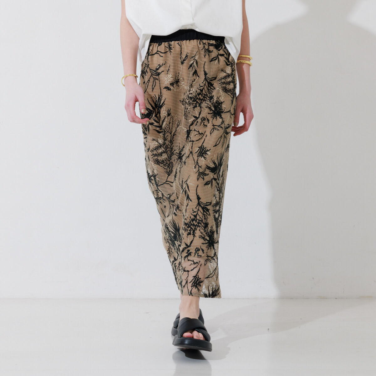 Rouge vif「【セットアップ対応】ボタニカルレースタイトスカート」|スカート|