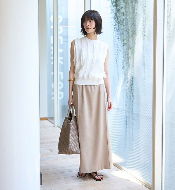 Rouge vif「【接触冷感/UVカット/防しわ】リネンライクストレッチピンタックタイトスカート」|スカート|