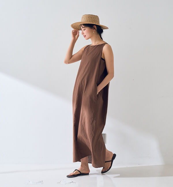 Rouge vif「麻混ノースリーブ 後ろタックワンピース」|ワンピース|