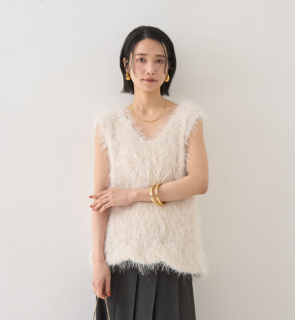 Rouge vif「コンビフェザーニットベスト」|ニット・セーター|