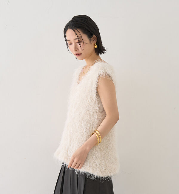 Rouge vif「コンビフェザーニットベスト」|ニット・セーター|