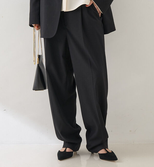 Rouge vif「【セットアップ対応】メンズライクウール混サキソニーテーパードパンツ」|その他|ブラック