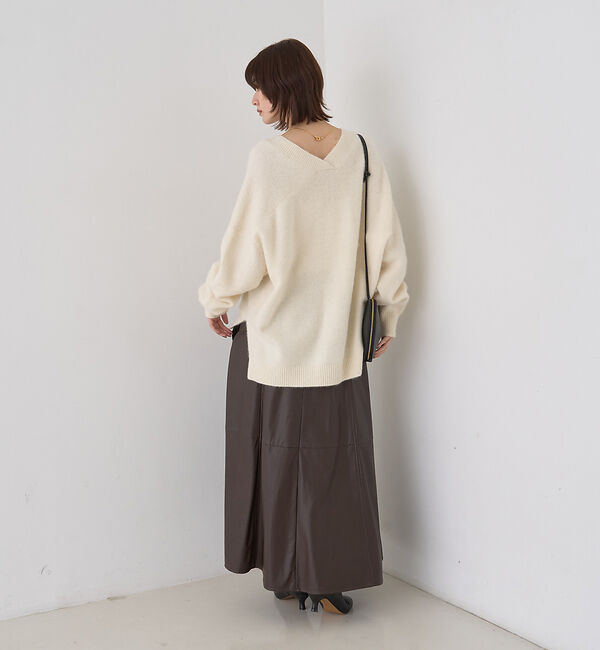 Rouge vif「フェイクレザーフレアスカート」|スカート|