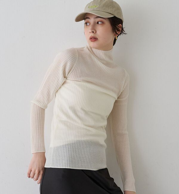 Rouge vif「防縮Wシアータートルリブニット」|ニット・セーター|オフホワイト