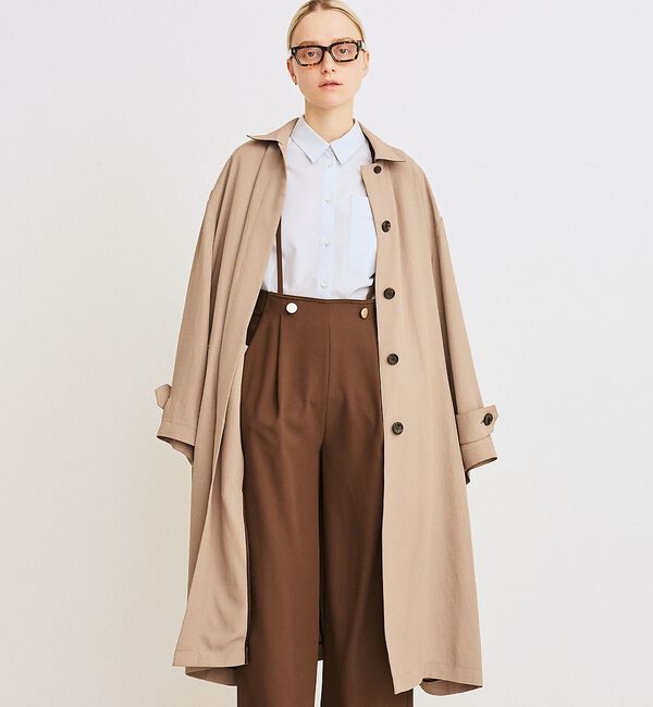 Rouge vif「【2サイズ展開】ステンカラーロングコート」|ステンカラーコート|ベージュ