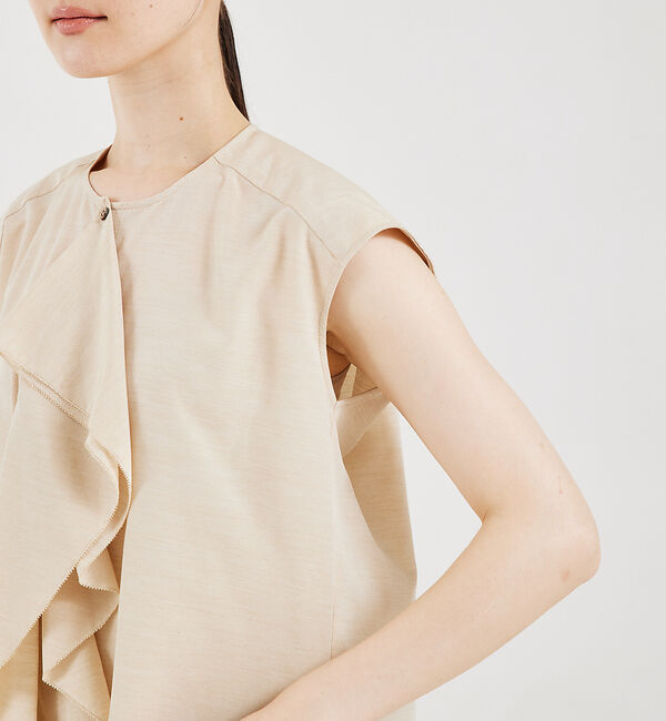 qualite「フロントラッフルノースリーブブラウス」|シャツ・ブラウス|