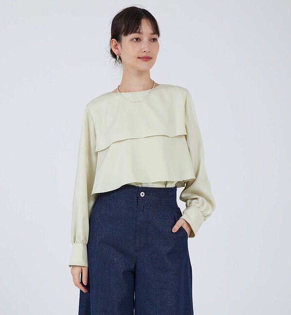 qualite「ブライトツイルティアードブラウス」|シャツ・ブラウス|イエロー