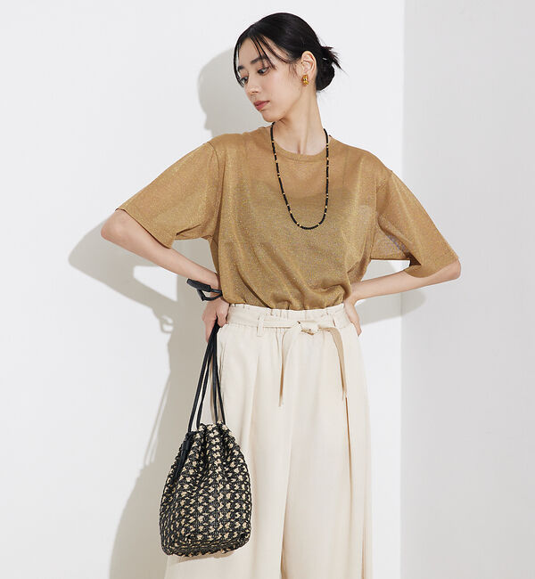 qualite「シャイニーニットT」|Tシャツ・カットソー|ゴールド