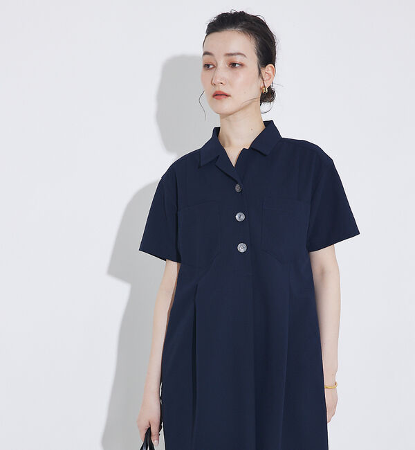 qualite「【接触冷感＆吸水速乾＆UV】シアサッカーシャツワンピース」|ワンピース|