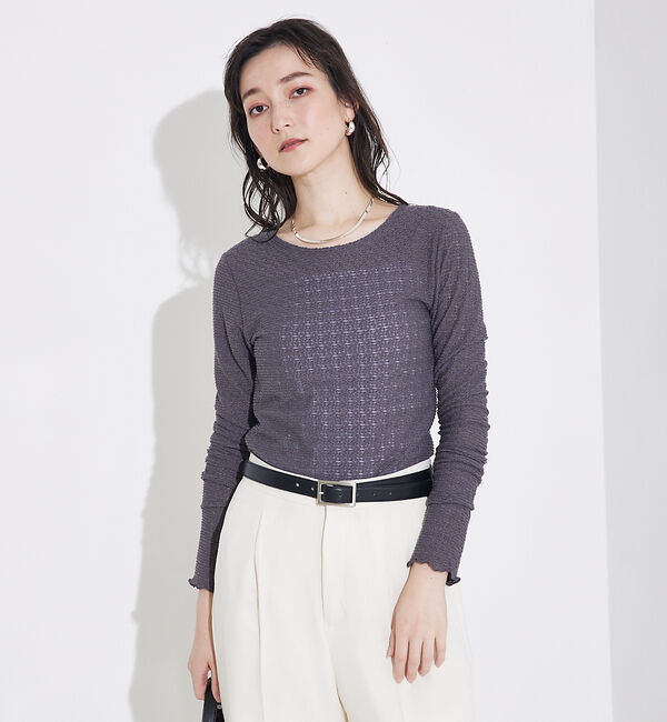 qualite「ジャカードニットメロウトップス」|Tシャツ・カットソー|