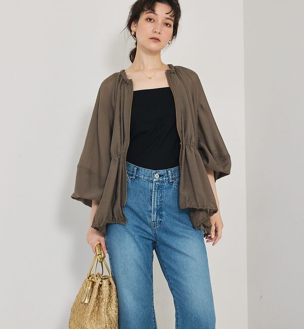 qualite「ラウンドスリーブギャザーブルゾン」|ブルゾン・スタジャン|