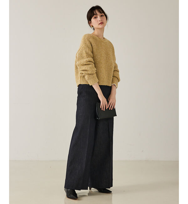 qualite「【前後で着回し可能】2WAYラメニットカーディガン」|カーディガン|