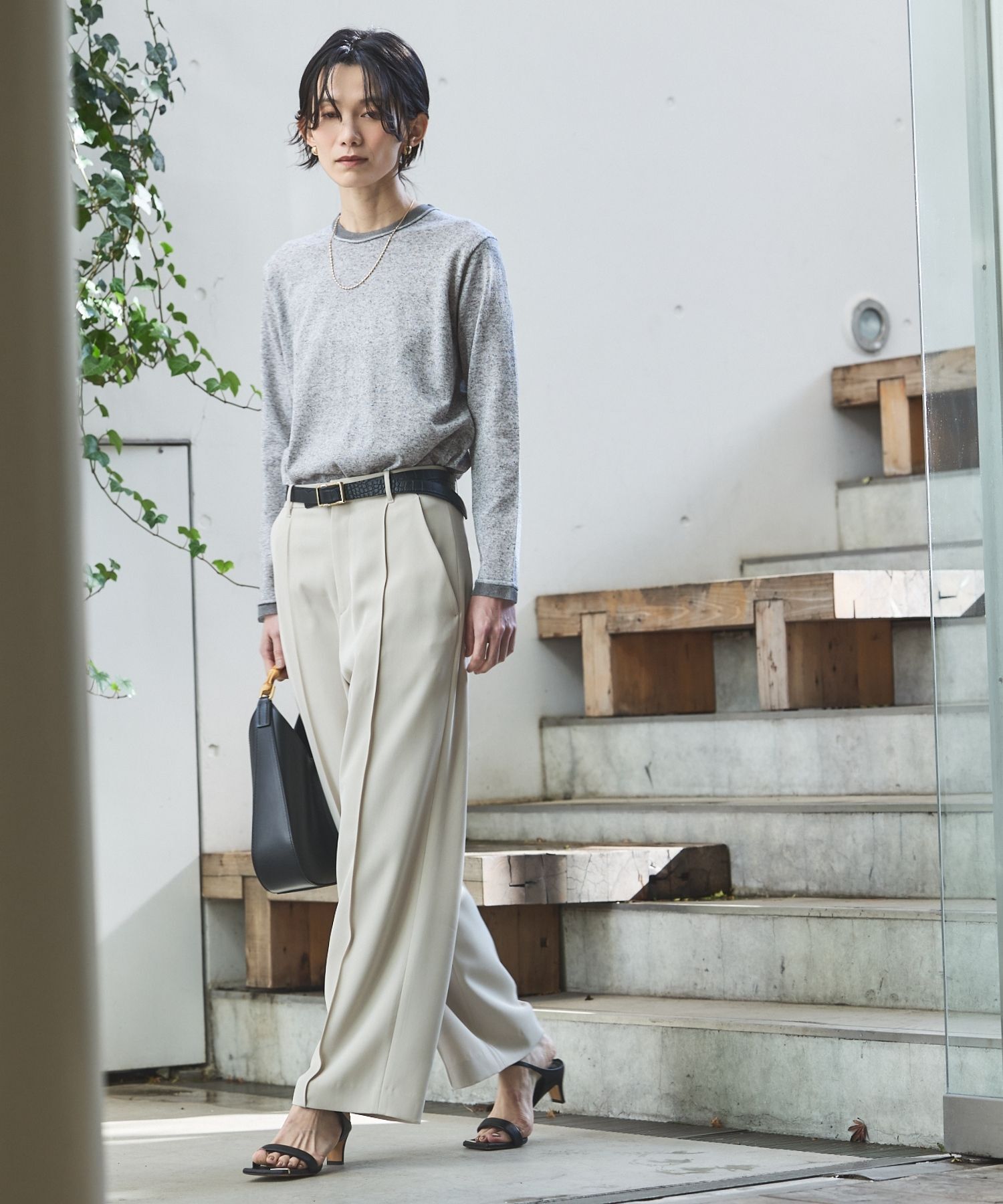 qualite「シアーミックスニットプルオーバー」|Tシャツ・カットソー|