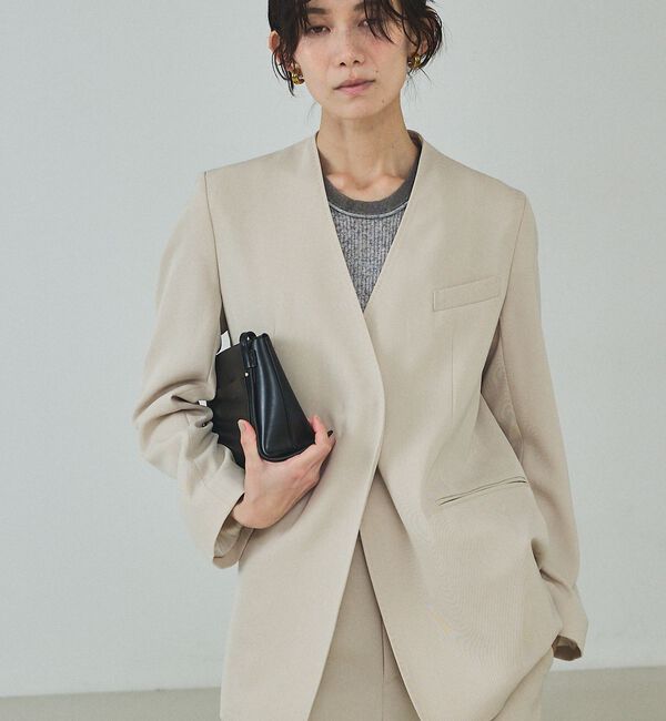 qualite「【UVカット/ストレッチ/セットアップ対応】ドライカルゼノーカラージャケット」|ノーカラージャケット|