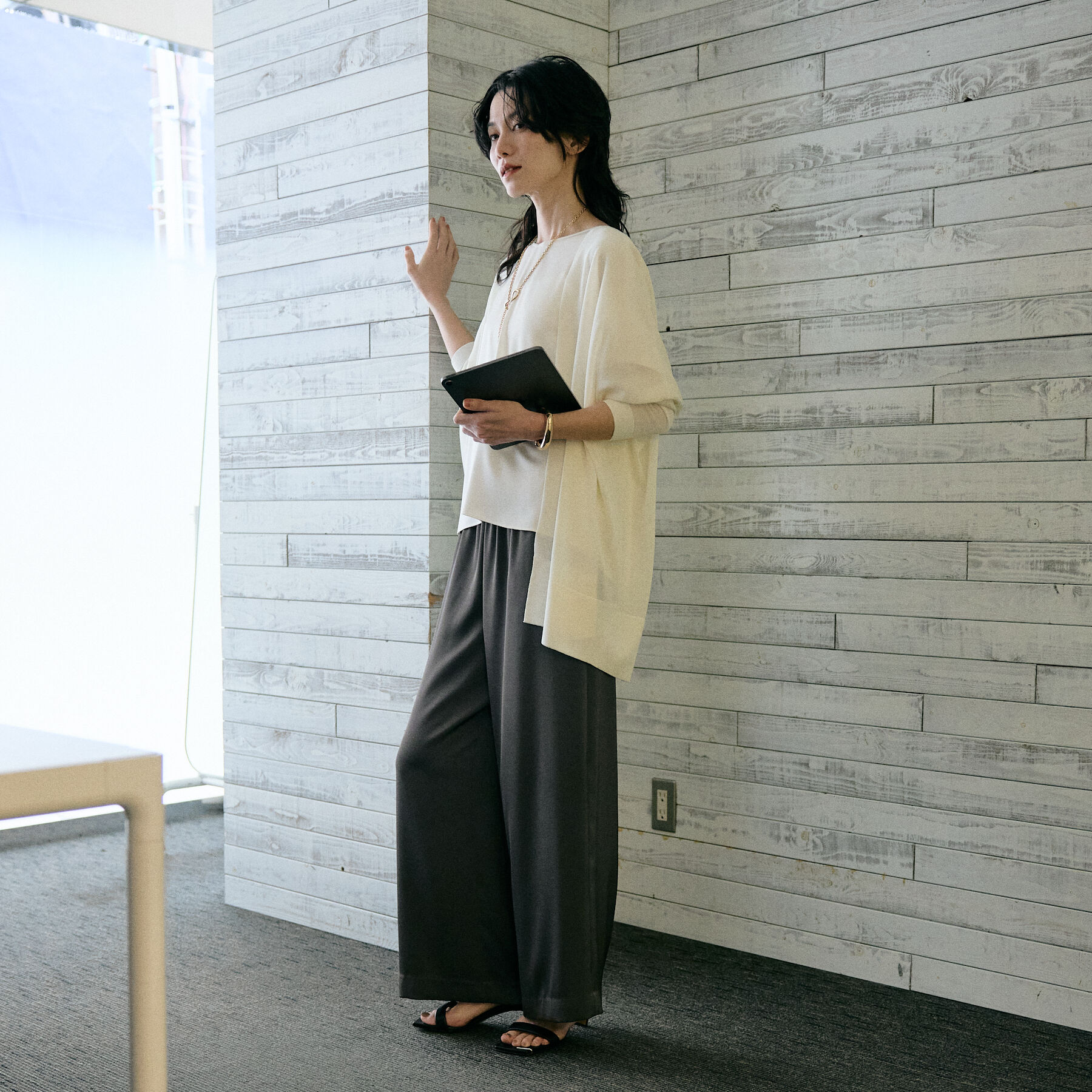 qualite「【接触冷感】シアーオーバーカーディガン」|カーディガン|