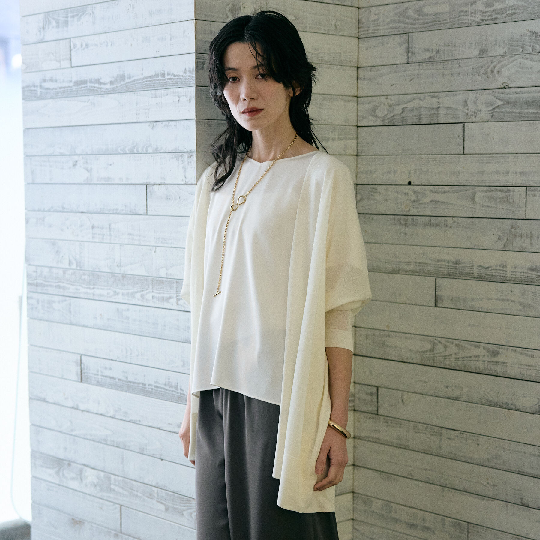 qualite「【接触冷感】シアーオーバーカーディガン」|カーディガン|