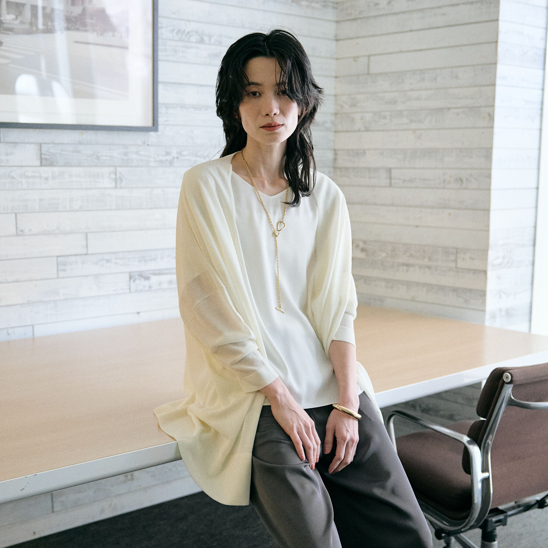 qualite「【接触冷感】シアーオーバーカーディガン」|カーディガン|