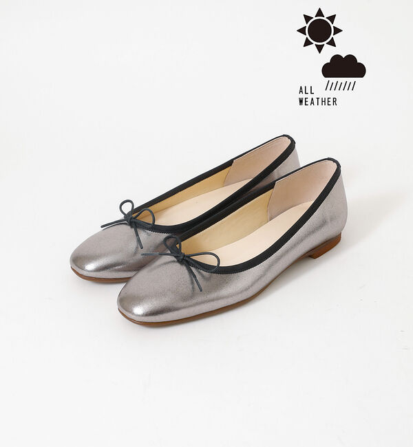 AU BANNISTER「【晴雨兼用】ソフトスクエアトゥバレエシューズ」|レインシューズ|シルバー
