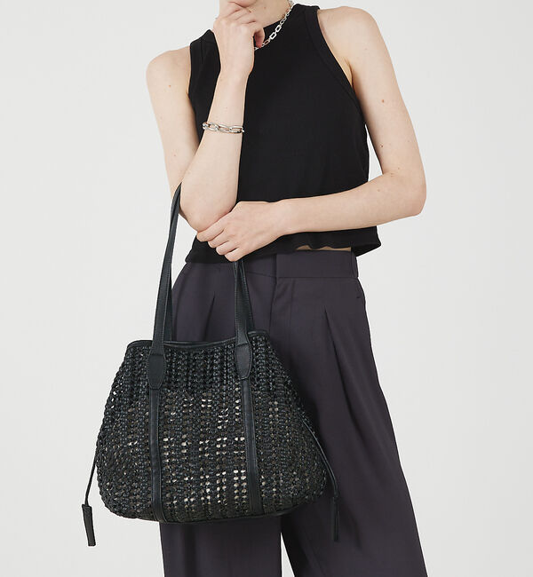 LOWELL things「Ciel/ドロストメッシュトートバッグ」|かごバッグ|ブラック