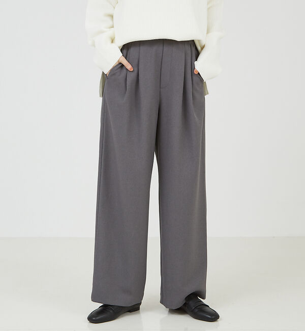 abahouse mavie「【セットアップ対応】ピンストライプ＆無地タックワイドパンツ」|その他|チャコールグレー