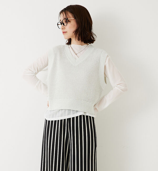abahouse mavie「片畦ノースリーブ2WAYニット」|ニット・セーター|