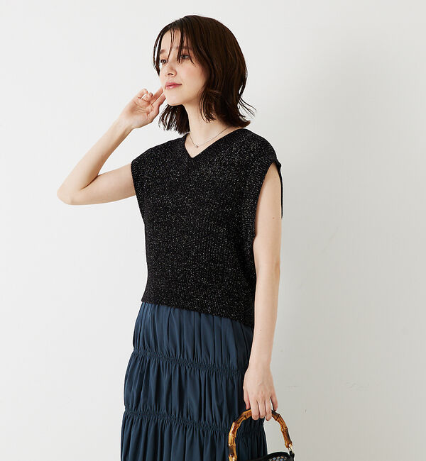 abahouse mavie「片畦ノースリーブ2WAYニット」|ニット・セーター|