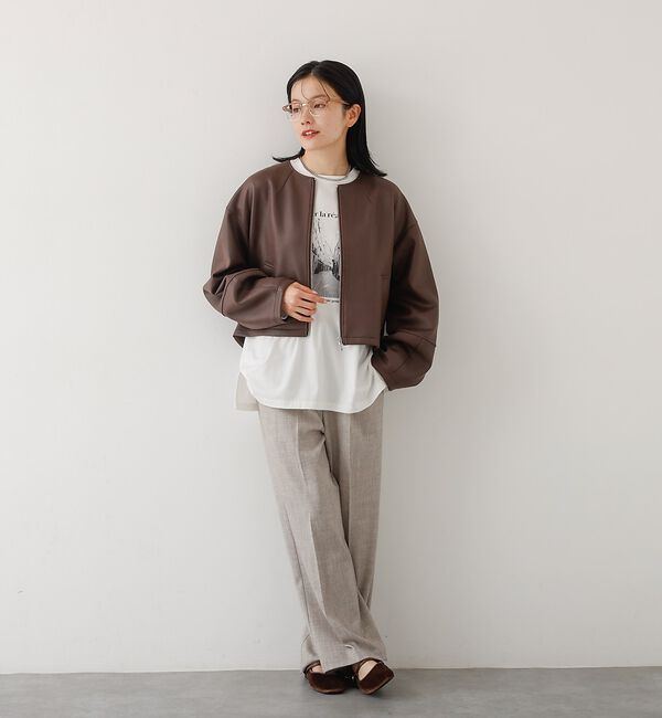 abahouse mavie「ソフトレザーライクジップブルゾン」|ブルゾン・スタジャン|