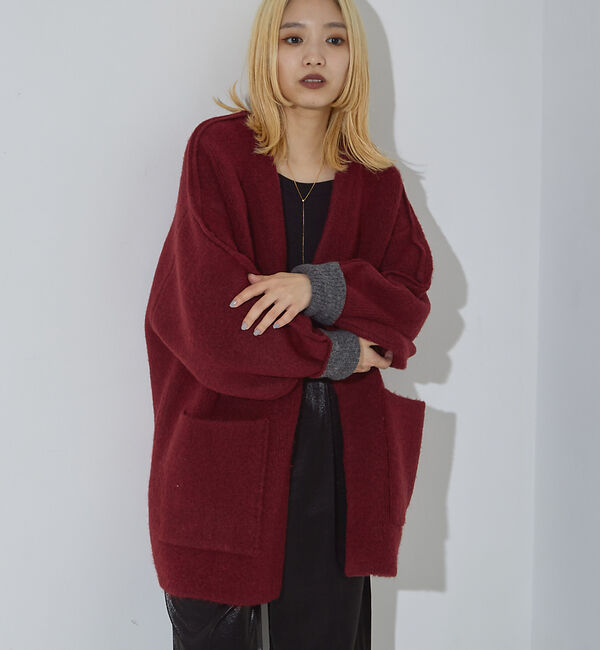 NOMINE「袖ボリュームニットコート」|その他|レッド