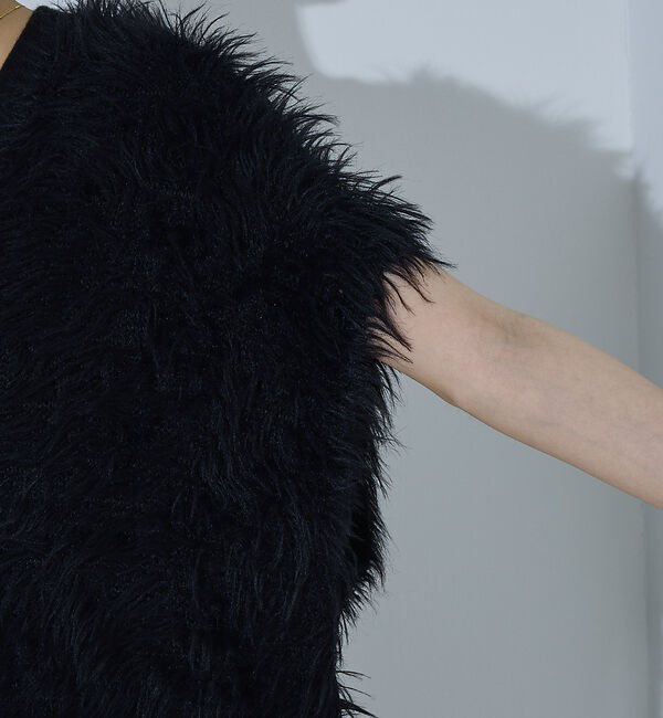 NOMINE「ロング フェザー ニットベスト カーディガン」|ベスト・ジレ|