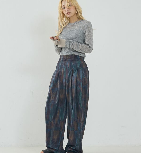 NOMINE「水彩アート ニュアンス柄 タックパンツ」|その他|