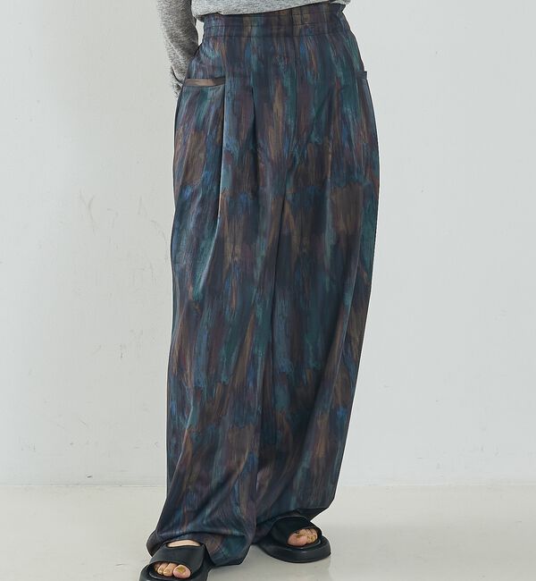 NOMINE「水彩アート ニュアンス柄 タックパンツ」|その他|