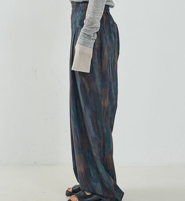 NOMINE「水彩アート ニュアンス柄 タックパンツ」|その他|