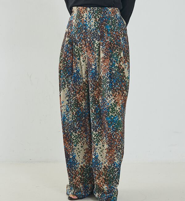 NOMINE「水彩アート ニュアンス柄 タックパンツ」|その他|