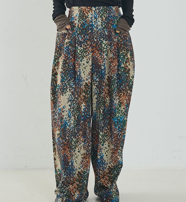 NOMINE「水彩アート ニュアンス柄 タックパンツ」|その他|