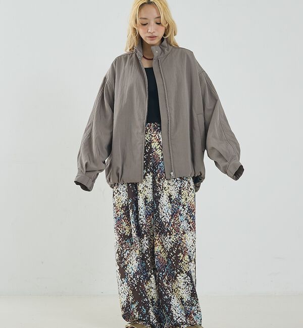 NOMINE「水彩アート ニュアンス柄 タックパンツ」|その他|