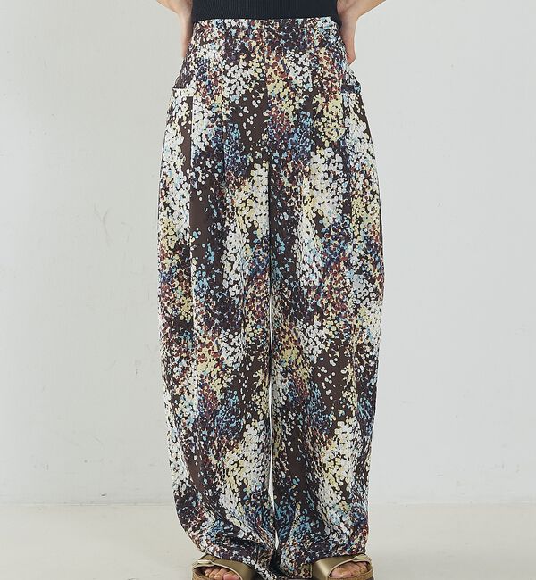 NOMINE「水彩アート ニュアンス柄 タックパンツ」|その他|