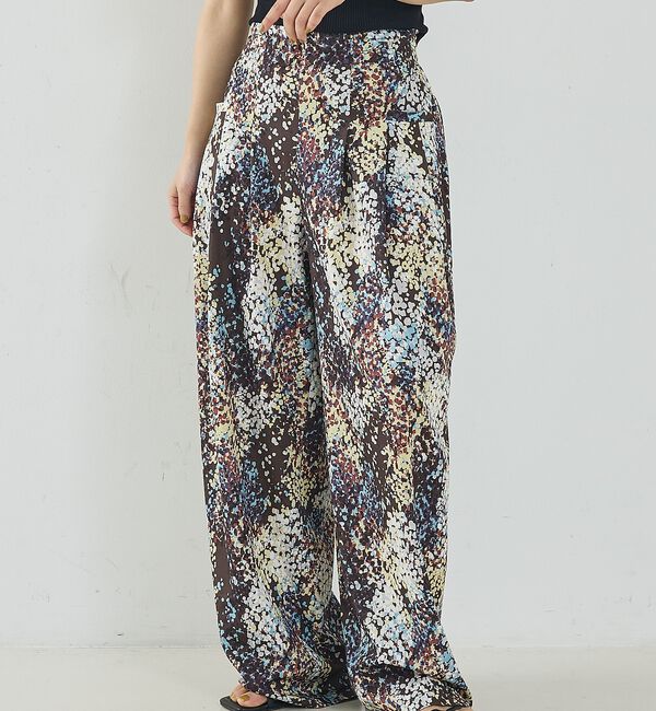 NOMINE「水彩アート ニュアンス柄 タックパンツ」|その他|