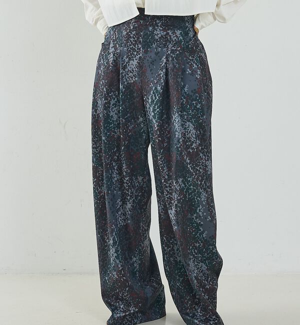 NOMINE「水彩アート ニュアンス柄 タックパンツ」|その他|